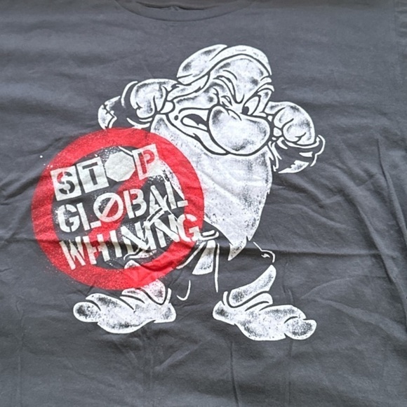 Disney Grumpy Short Sleeve Gray T-shirt “Stop Global Whining” Organic Cotton XL - Picture 4 of 7